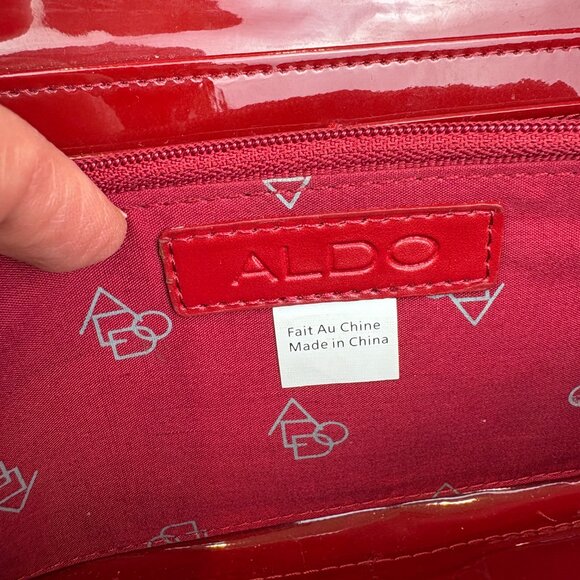 Aldo Red Quilted Patent Leather wallet / Wristlet Clutch - Picture 16 of 16